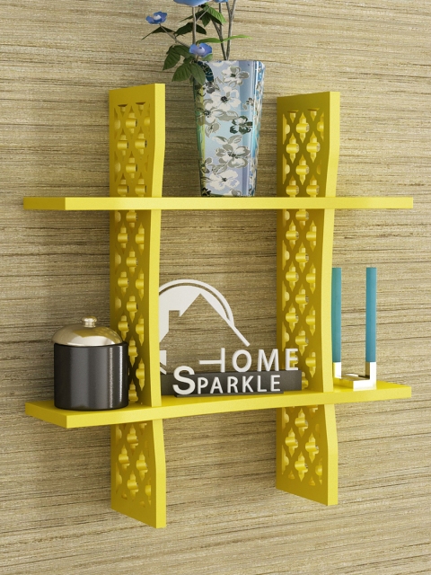 

Home Sparkle Yellow Engineered Wood 2-Tier Wall Rack