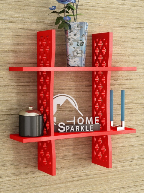 

Home Sparkle Red Engineered Wood 2-Tier Wall Rack