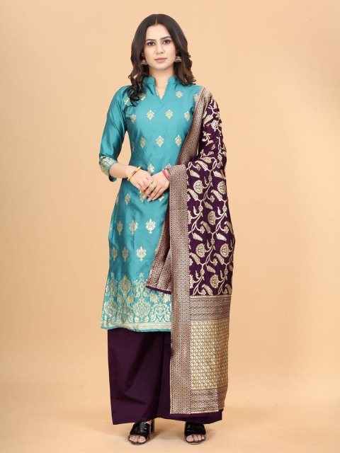 

SATYAM WEAVES Blue & Purple Printed Unstitched Dress Material