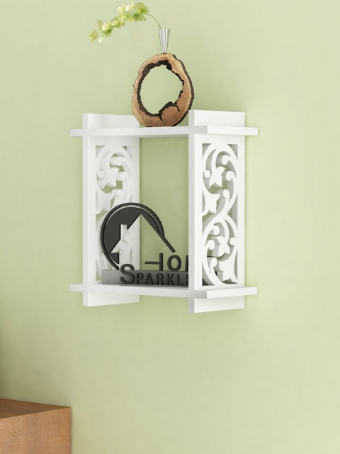 

Home Sparkle White Carved Wall Shelf