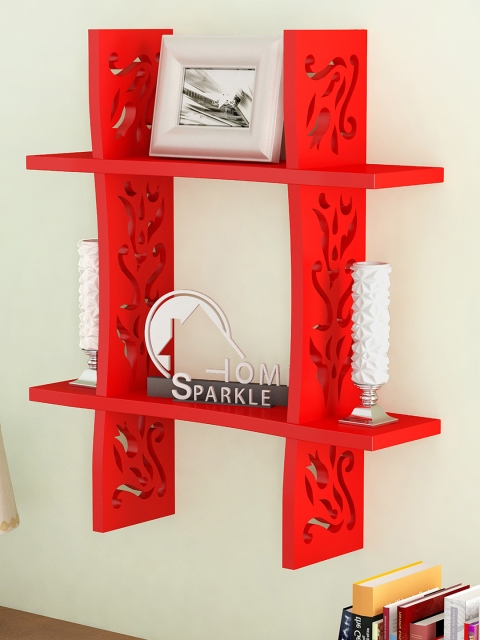 

Home Sparkle Red Engineered Wood 2-Tier Wall Rack