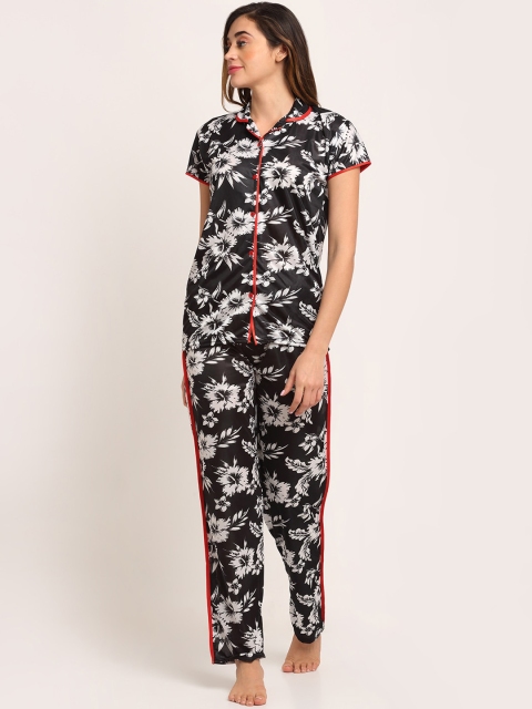 

Sidwa Women Black & White Printed Satin Night suit