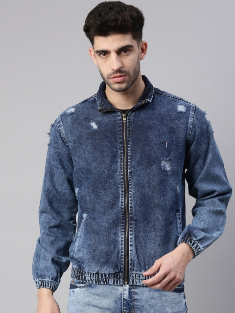 

CINOCCI Men Blue Washed Lightweight Denim Jacket
