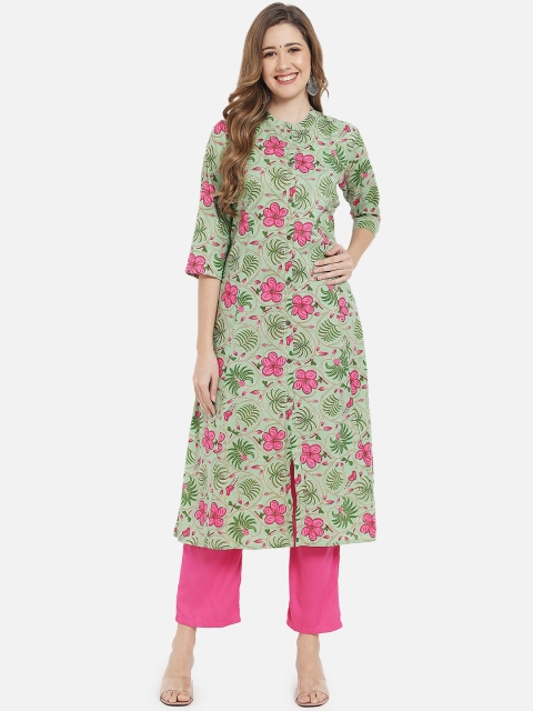 

Meeranshi Women Green Floral Printed Floral Kurta