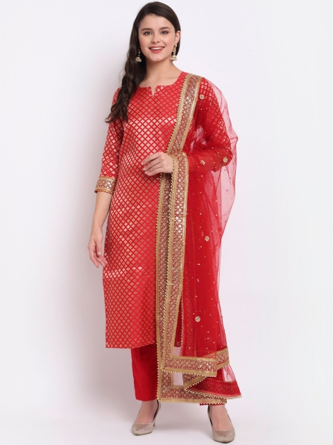 

anokherang Women Red Kurta with Trousers & With Dupatta