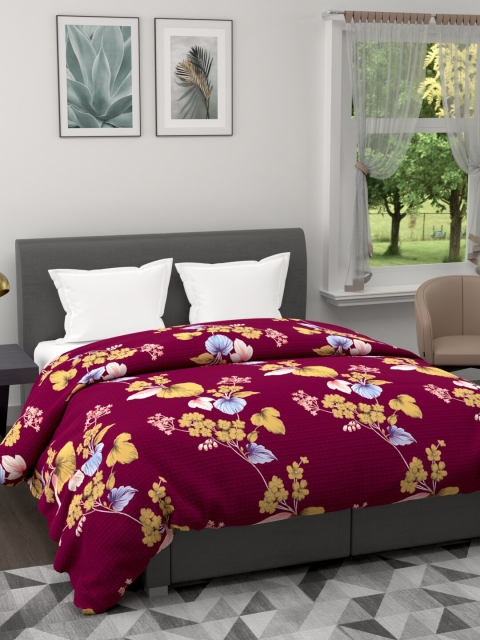 

BIANCA Red & Beige Floral Microfiber AC Room 120 GSM Double Bed Comforter