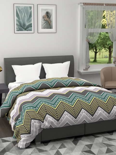 

BIANCA Green & Grey Geometric Microfiber AC Room 120 GSM Double Bed Comforter