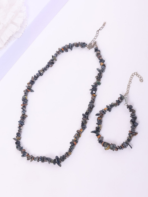 

DIVA WALK Silver-Plated & Black Beaded Jewellery Set