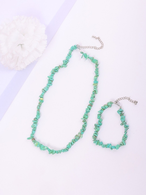 

DIVA WALK Silver-Plated Blue Necklace & Bracelet Jewellery Set