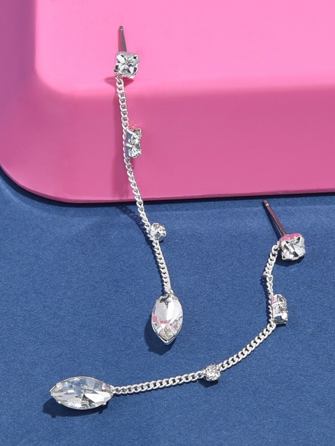 

Accessorize Women Silver Sparkle Chain Drop Earring, Multi