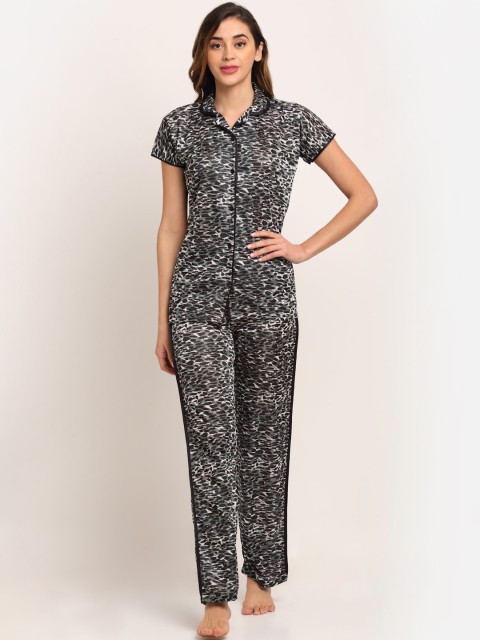 

Sidwa Women Black & Grey Printed Night suit