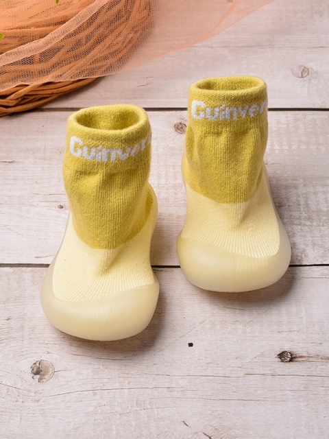 

POPLINS Kids Yellow & White Patterned Cotton Above Ankle-Length Socks