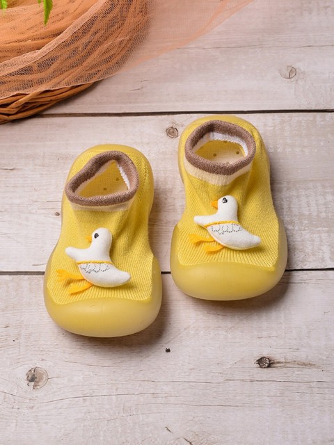 

POPLINS Kids Yellow & White Ankle Length Patterned Cotton Socks