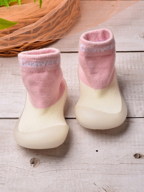 

POPLINS Kids Pink & White Patterned Ankle Length Cotton Socks