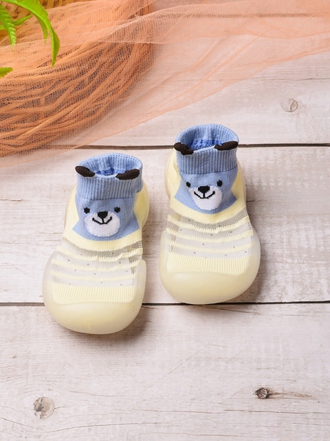 

POPLINS Kids Cream-Coloured & Blue Patterned Cotton Above Ankle-Length Socks