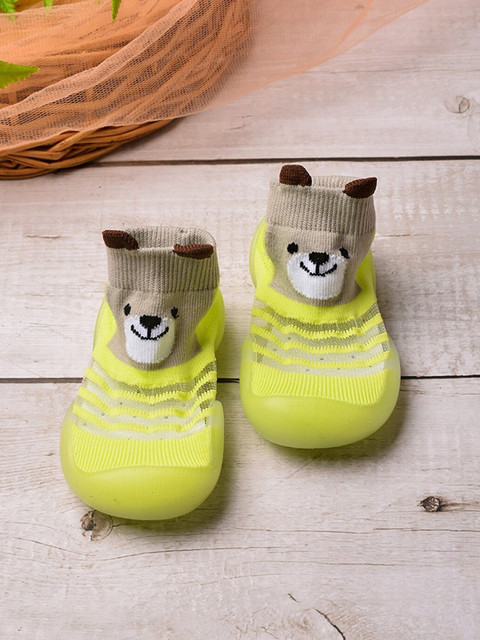 

POPLINS Kids Yellow & Grey Patterned Cotton Above Ankle-Length Socks