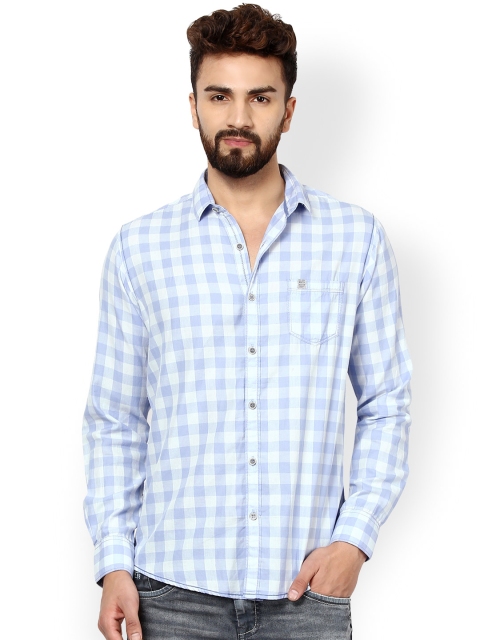 

Mufti Men Blue & White Slim Fit Checked Casual Shirt