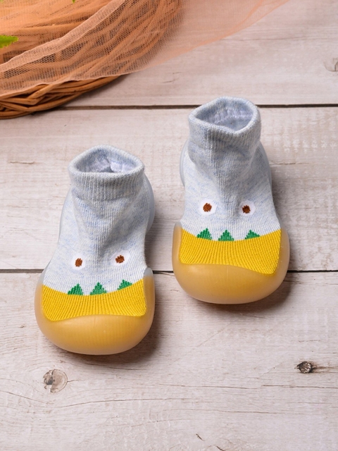 

POPLINS Kids Blue & Yellow Patterned Ankle Length Cotton Socks