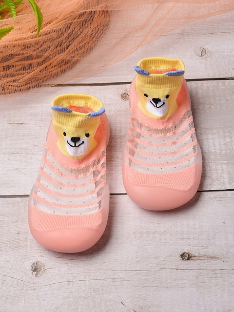 

POPLINS Kids Pink & Yellow Patterned Cotton Above Ankle-Length Socks