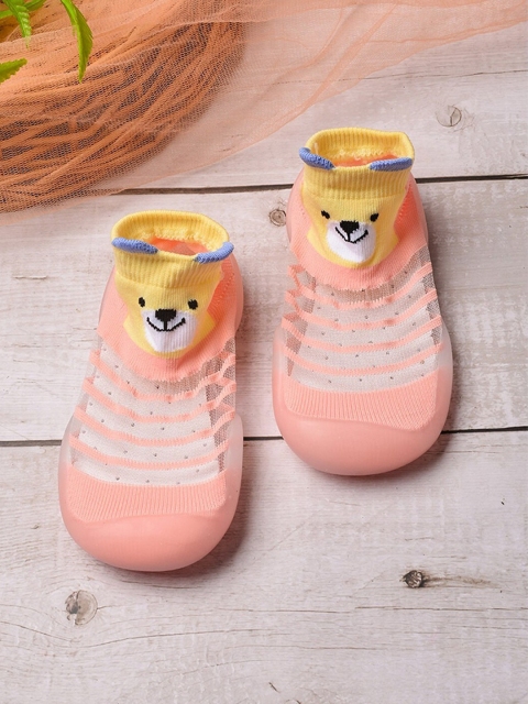 

POPLINS Kids Pink Patterned Ankle-Length Cotton Skidder Socks