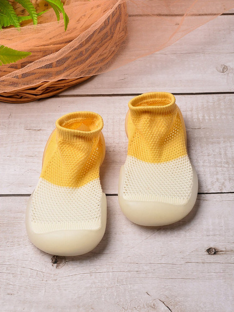 

POPLINS Infant Kids Orange & Cream-Coloured Patterned Cotton Above Ankle-Length Socks