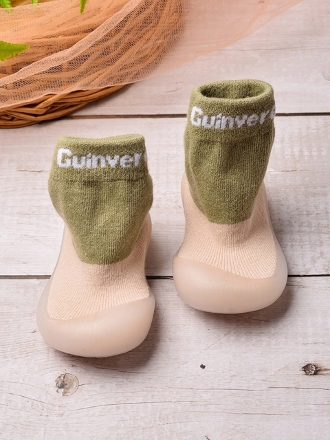 

POPLINS Kids Green & Pink Patterned Ankle-Length Cotton Skidder Socks