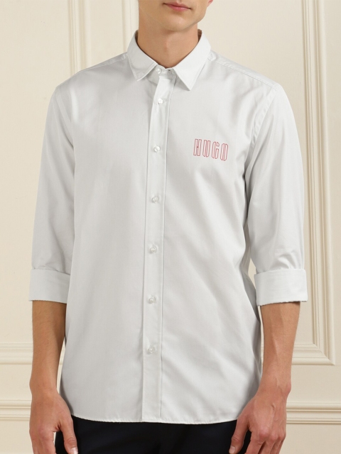 

HUGO Men White Printed Casual Shirt
