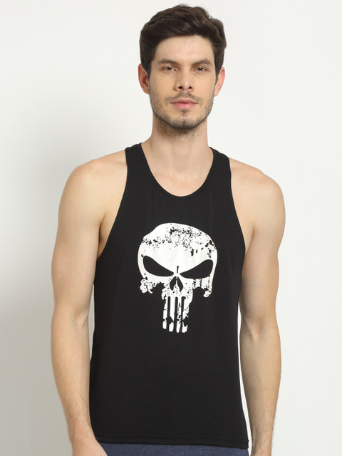 

TREEMODA Men Black Printed Applique Training or Gym T-shirt