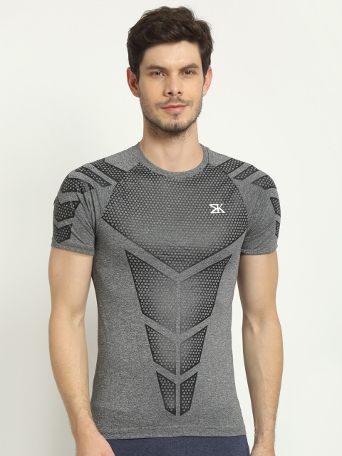 

TREEMODA Men Grey Compression Dry-Fit Training or Gym T-shirt