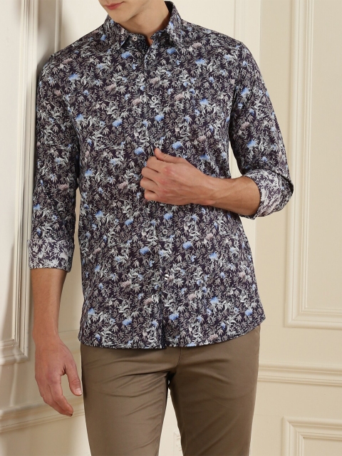 

Ted Baker Men Navy Blue Floral Printed Regular Fit Cotton Casual Shirt