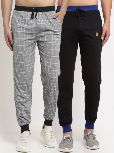 

VIMAL JONNEY Men Pack Of 2 Black & Grey Solid Joggers