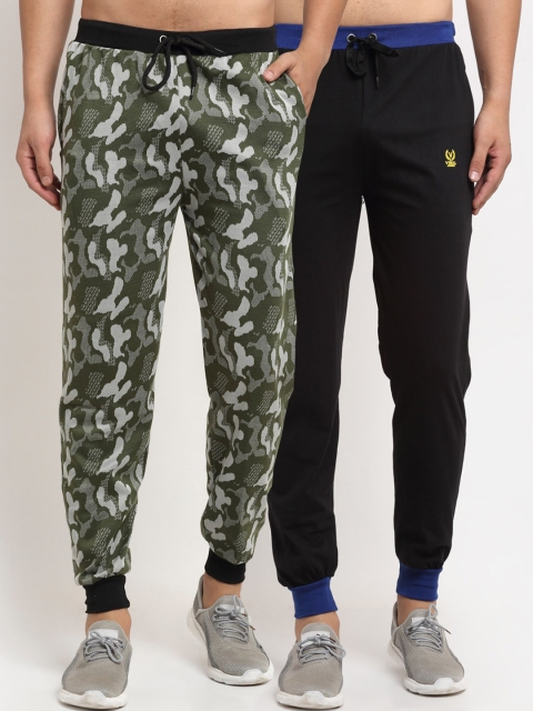 

VIMAL JONNEY Men Pack Of 2 Printed Joggers, Olive