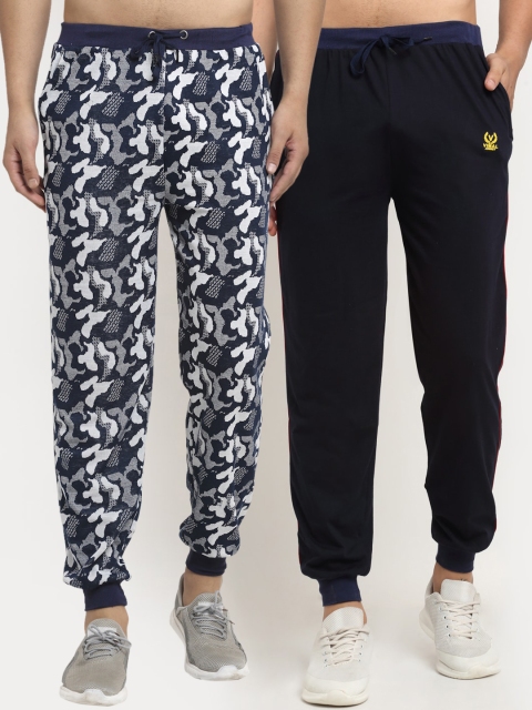 

VIMAL JONNEY Men Pack Of 2 Navy Blue & White Regular Joggers