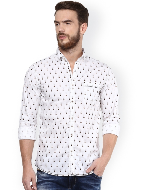 

Mufti Men White Slim Fit Printed Casual Shirt