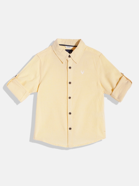 

Allen Solly Junior Boys Yellow Solid Cotton Shirt