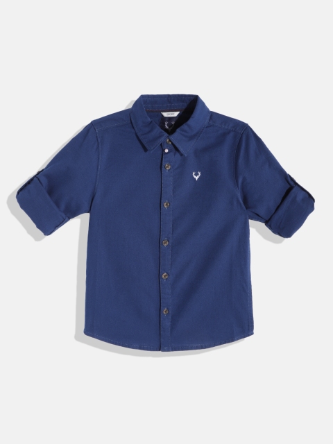 

Allen Solly Junior Boys Navy Blue Solid Pure Cotton Casual Shirt