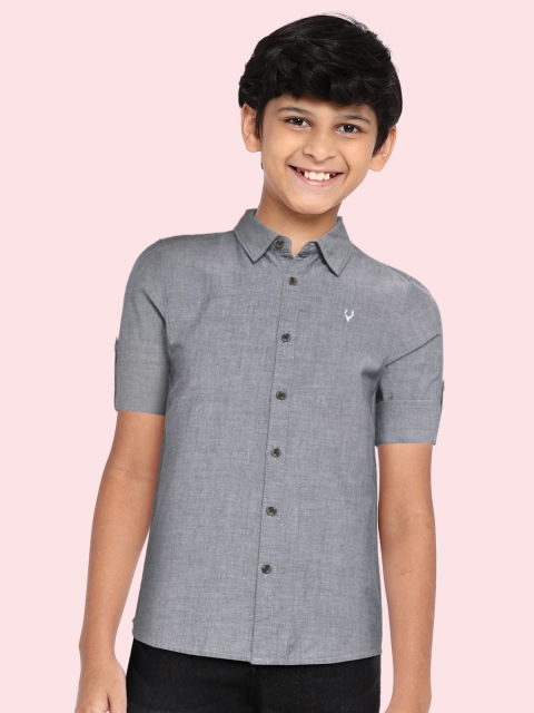 

Allen Solly Junior Boys Grey Solid Pure Cotton Casual Shirt