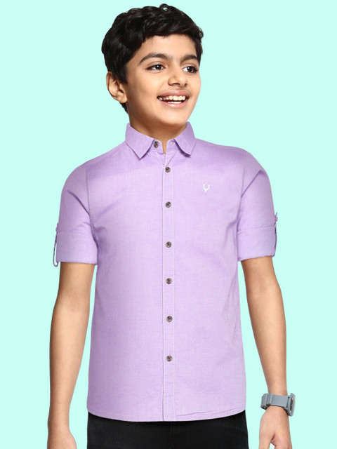 

Allen Solly Junior Boys Purple Solid Pure Cotton Casual Shirt