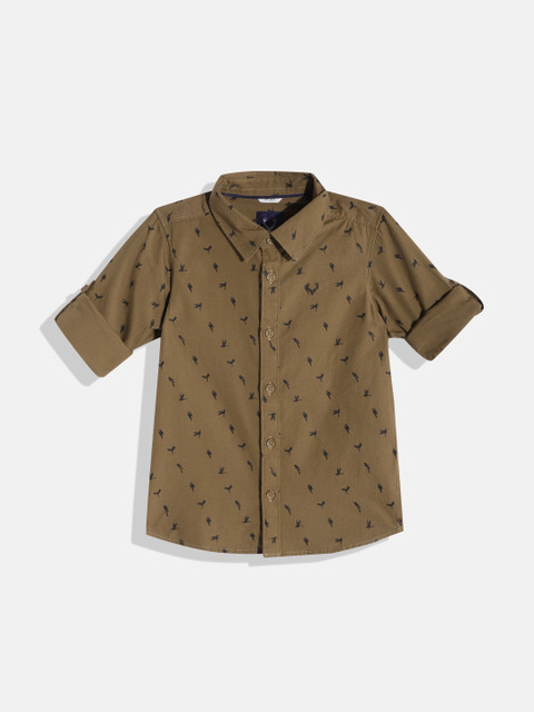 

Allen Solly Junior Boys Brown & Black Ditsy Conversational Printed Cotton Casual Shirt