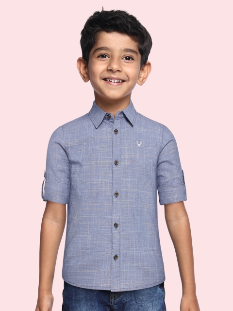 

Allen Solly Junior Boys Blue & White Micro Checked Cotton Casual Shirt