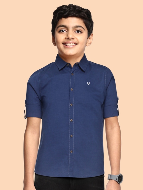

Allen Solly Junior Boys Navy Blue Solid Pure Cotton Casual Shirt