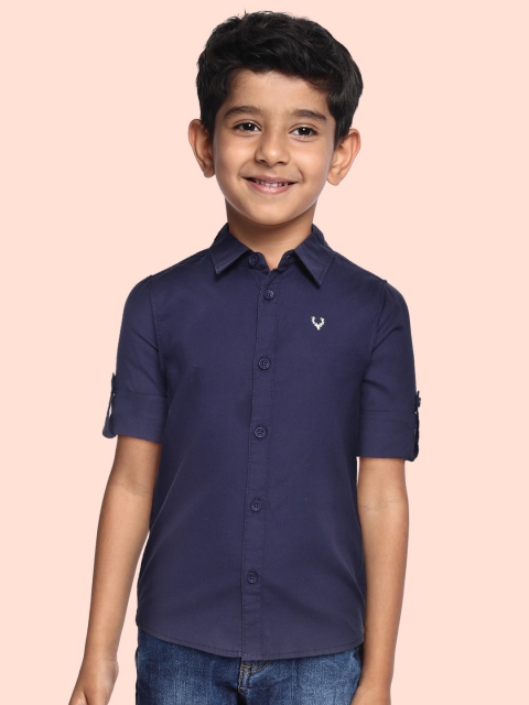 

Allen Solly Junior Boys Navy Blue Solid Cotton Casual Shirt