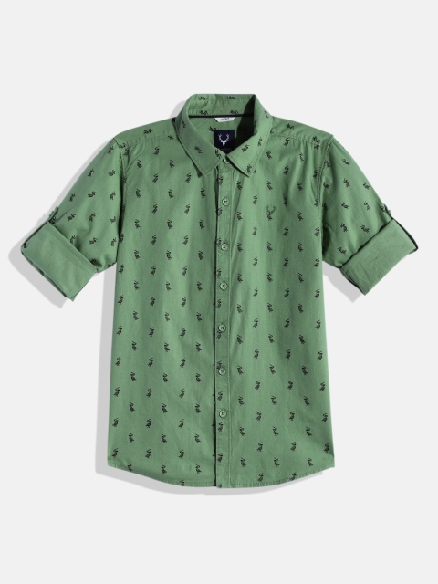 

Allen Solly Junior Boys Green Printed Pure Cotton Casual Shirt