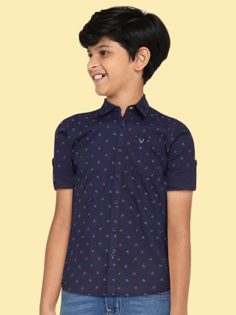 

Allen Solly Junior Boys Navy Blue & Pink Ditsy Geometric Printed Cotton Casual Shirt