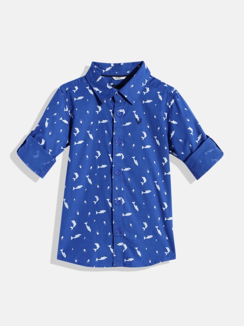

Allen Solly Junior Boys Blue Printed Pure Cotton Casual Shirt