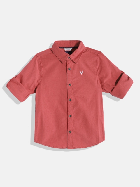 

Allen Solly Junior Boys Red Solid Pure Cotton Casual Shirt