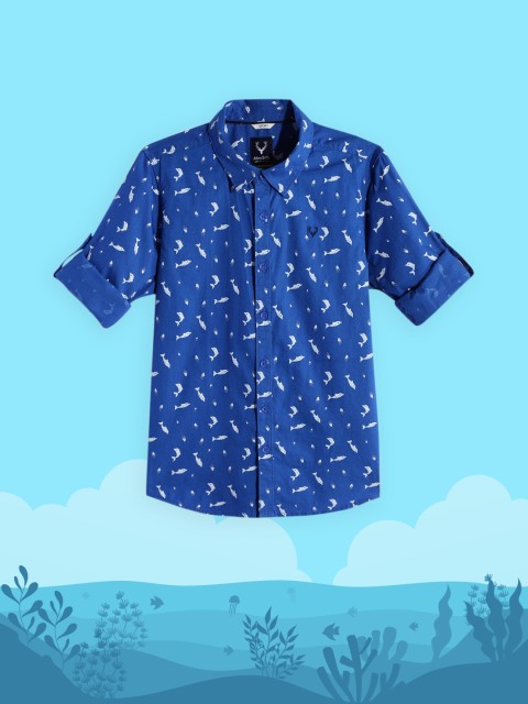 

Allen Solly Junior Boys Blue Printed Pure Cotton Casual Shirt