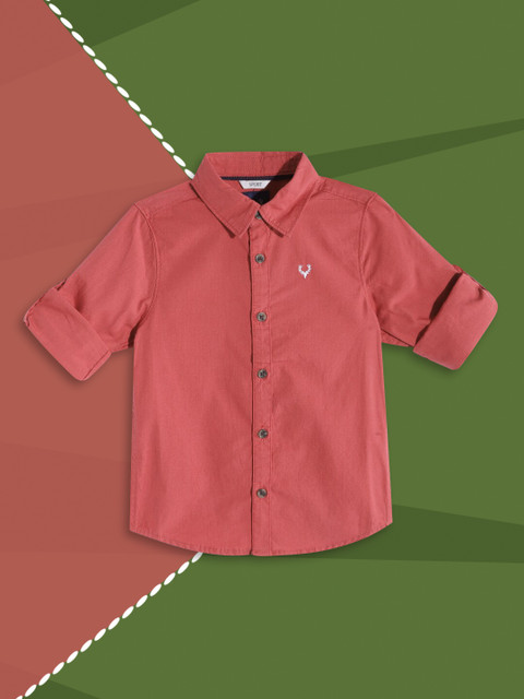 

Allen Solly Junior Boys Red Solid Pure Cotton Casual Shirt