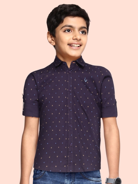 

Allen Solly Junior Boys Purple & Yellow Printed Pure Cotton Casual Shirt