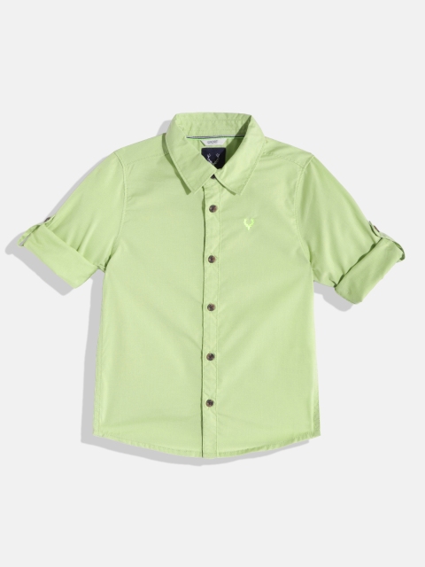 

Allen Solly Junior Boys Green Solid Pure Cotton Casual Shirt